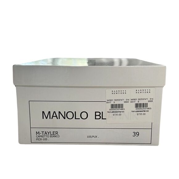 Manolo Blahnik Tayler Leather D'Orsay White Pumps Size 39/9 NIB - Picture 9 of 9